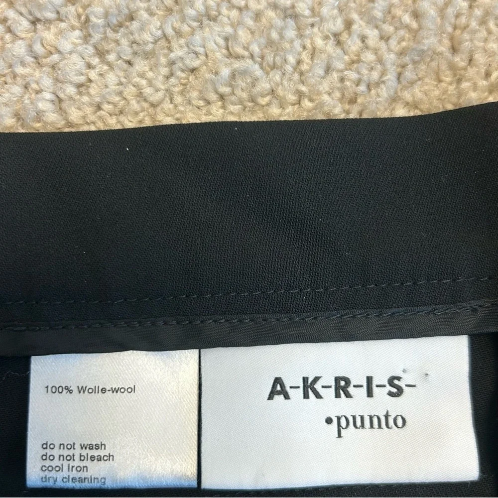 Akris Punto black wool trouser dress pants Sz 16 career professional business